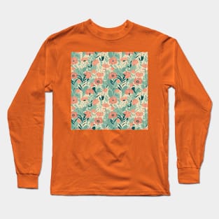 Wildflowers pastel green pattern Long Sleeve T-Shirt